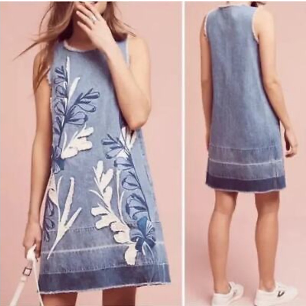 Anthropologie Blue and White Mini Dress